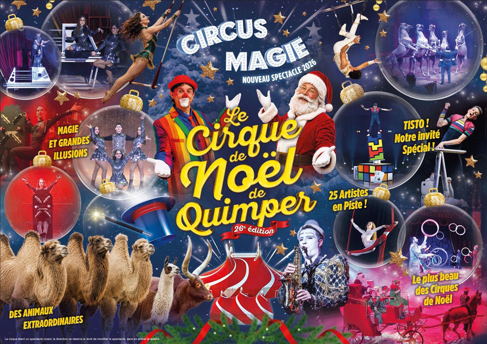 Programme du Cirque de Noël de Quimper 2026